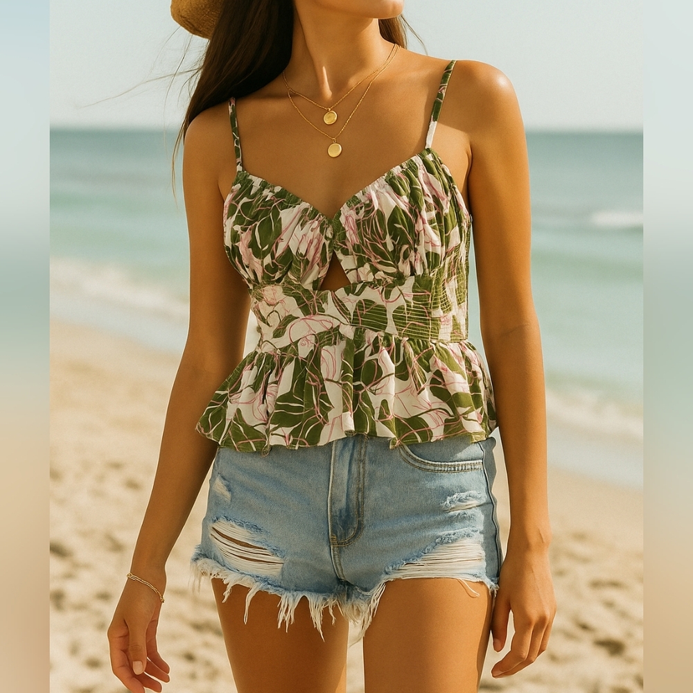 NEW PARKER | $89 Floral Print Peplum Top